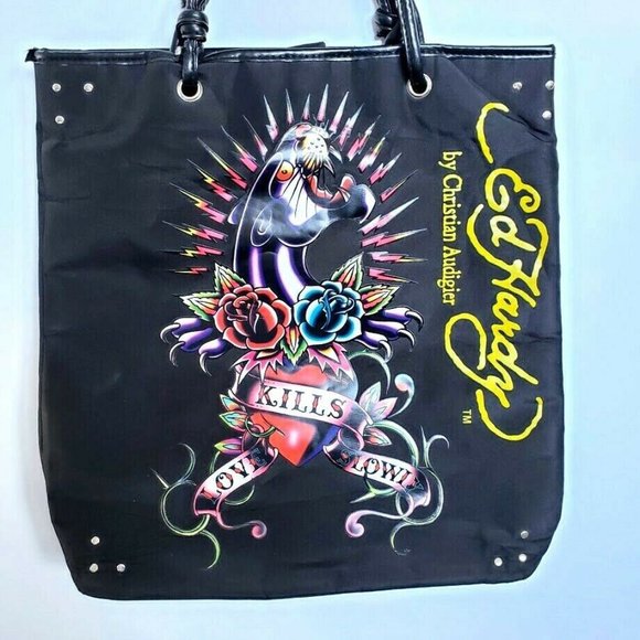 Ed Hardy Handbags - Ed Hardy Christian Audigier " Love Kills Slowly" Tote Bag